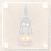 猫ハロウィーン怖いカボチャの漫画 ガラスコースター (裏面)
