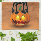 猫ハロウィーン怖いカボチャの漫画 キッチンタオル (折り畳み)