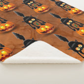 猫ハロウィーン怖いカボチャの漫画 シェルパブランケット (3/4)