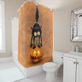 猫ハロウィーン怖いカボチャの漫画 シャワーカーテン (インサイチュ)