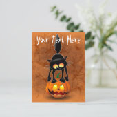 猫ハロウィーン怖いカボチャの漫画 シーズンポストカード (スタンド正面)