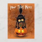 猫ハロウィーン怖いカボチャの漫画 シーズンポストカード (正面)