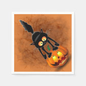 猫ハロウィーン怖いカボチャの漫画 スタンダードカクテルナプキン (正面)