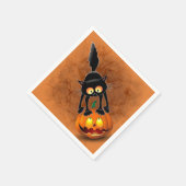 猫ハロウィーン怖いカボチャの漫画 スタンダードカクテルナプキン (角)