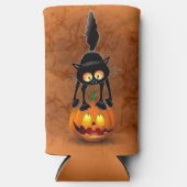 猫ハロウィーン怖いカボチャの漫画 スリム缶クーラー (正面)