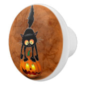 猫ハロウィーン怖いカボチャの漫画 セラミックノブ (右)