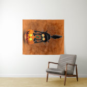 猫ハロウィーン怖いカボチャの漫画 タペストリー (インサイチュ(横))