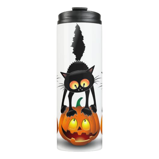 猫ハロウィーン怖いカボチャの漫画 タンブラー (正面)