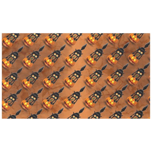 猫ハロウィーン怖いカボチャの漫画 テーブルクロス (正面(横))