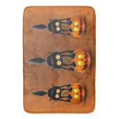 猫ハロウィーン怖いカボチャの漫画 バスマット (正面縦)