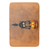 猫ハロウィーン怖いカボチャの漫画 バスマット (正面縦)