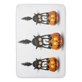 猫ハロウィーン怖いカボチャの漫画 バスマット (正面縦)