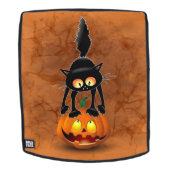 猫ハロウィーン怖いカボチャの漫画 バックパック (取り外し可フェース)