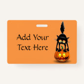 猫ハロウィーン怖いカボチャの漫画 バッジ (裏面)