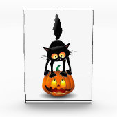 猫ハロウィーン怖いカボチャの漫画 フォトブロック (正面)