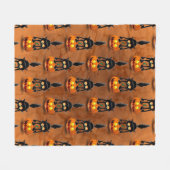 猫ハロウィーン怖いカボチャの漫画 フリースブランケット (正面(横))