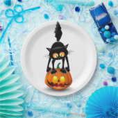 猫ハロウィーン怖いカボチャの漫画 ペーパープレート (パーティー)