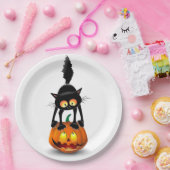 猫ハロウィーン怖いカボチャの漫画 ペーパープレート (パーティー)