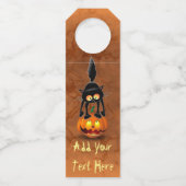 猫ハロウィーン怖いカボチャの漫画 ボトルネックタグ (裏面)