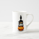 猫ハロウィーン怖いカボチャの漫画 ボーンチャイナマグカップ (右)