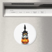 猫ハロウィーン怖いカボチャの漫画 マグネット (インサイチュ (食洗機))