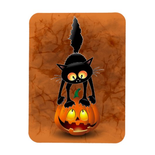 猫ハロウィーン怖いカボチャの漫画 マグネット (縦)