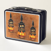 猫ハロウィーン怖いカボチャの漫画 メタルランチボックス (裏面)