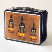 猫ハロウィーン怖いカボチャの漫画 メタルランチボックス (正面)