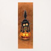 猫ハロウィーン怖いカボチャの漫画 ヨガマット (正面)