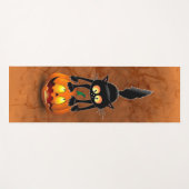 猫ハロウィーン怖いカボチャの漫画 ヨガマット (正面(横))