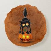 猫ハロウィーン怖いカボチャの漫画 ラウンドクッション (裏面)