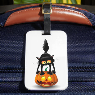 猫ハロウィーン怖いカボチャの漫画 ラゲッジタグ