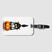 猫ハロウィーン怖いカボチャの漫画 ラゲッジタグ (正面横)