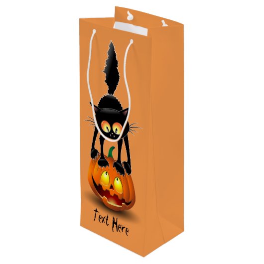 猫ハロウィーン怖いカボチャの漫画 ワインギフトバッグ (裏面アングル)