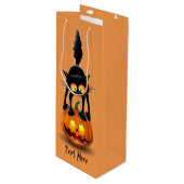 猫ハロウィーン怖いカボチャの漫画 ワインギフトバッグ (正面アングル)