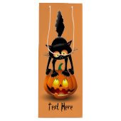 猫ハロウィーン怖いカボチャの漫画 ワインギフトバッグ (正面)