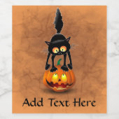 猫ハロウィーン怖いカボチャの漫画 ワインラベル (シングルラベル)