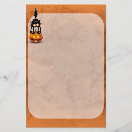 猫ハロウィーン怖いカボチャの漫画 便箋 (正面)