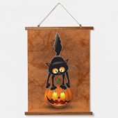 猫ハロウィーン怖いカボチャの漫画 吊り下げ型タペストリー (正面)
