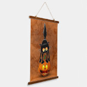 猫ハロウィーン怖いカボチャの漫画 吊り下げ型タペストリー (傾斜あり)