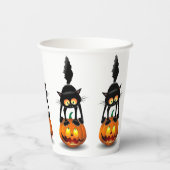 猫ハロウィーン怖いカボチャの漫画 紙コップ (裏面)