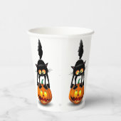 猫ハロウィーン怖いカボチャの漫画 紙コップ (右)