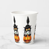 猫ハロウィーン怖いカボチャの漫画 紙コップ (正面)