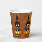 猫ハロウィーン怖いカボチャの漫画 紙コップ (裏面)