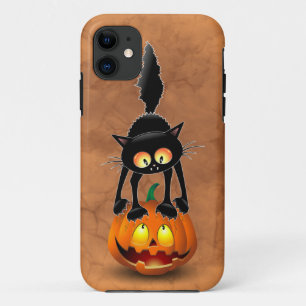 猫ハロウィーン怖いカボチャの漫画 iPhone 11 ケース