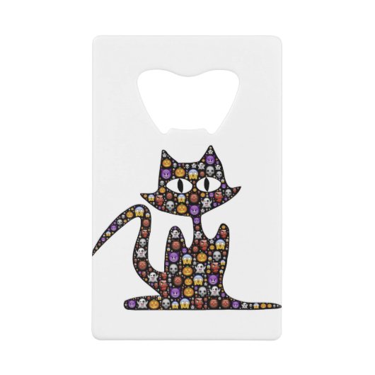猫ハロウィーン絵文字の怖い怖いアイコン不気味 クレジットカード栓抜き (正面)