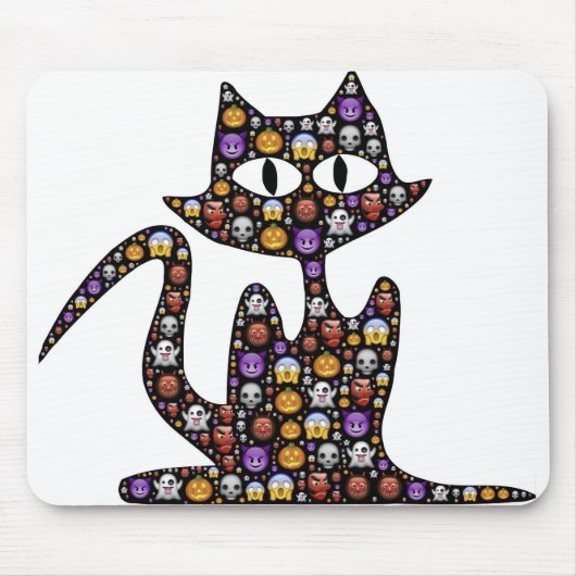 猫ハロウィーン絵文字の怖い怖いアイコン不気味 マウスパッド (正面)