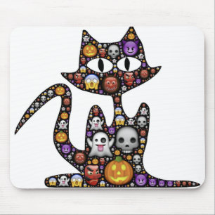 猫ハロウィーン絵文字の怖い怖い不気味アイコン。 マウスパッド