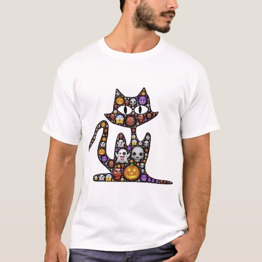 猫ハロウィーン絵文字の怖い怖い不気味アイコン。 Tシャツ (正面)