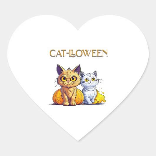 猫ハロウィーン ハートシール (正面)